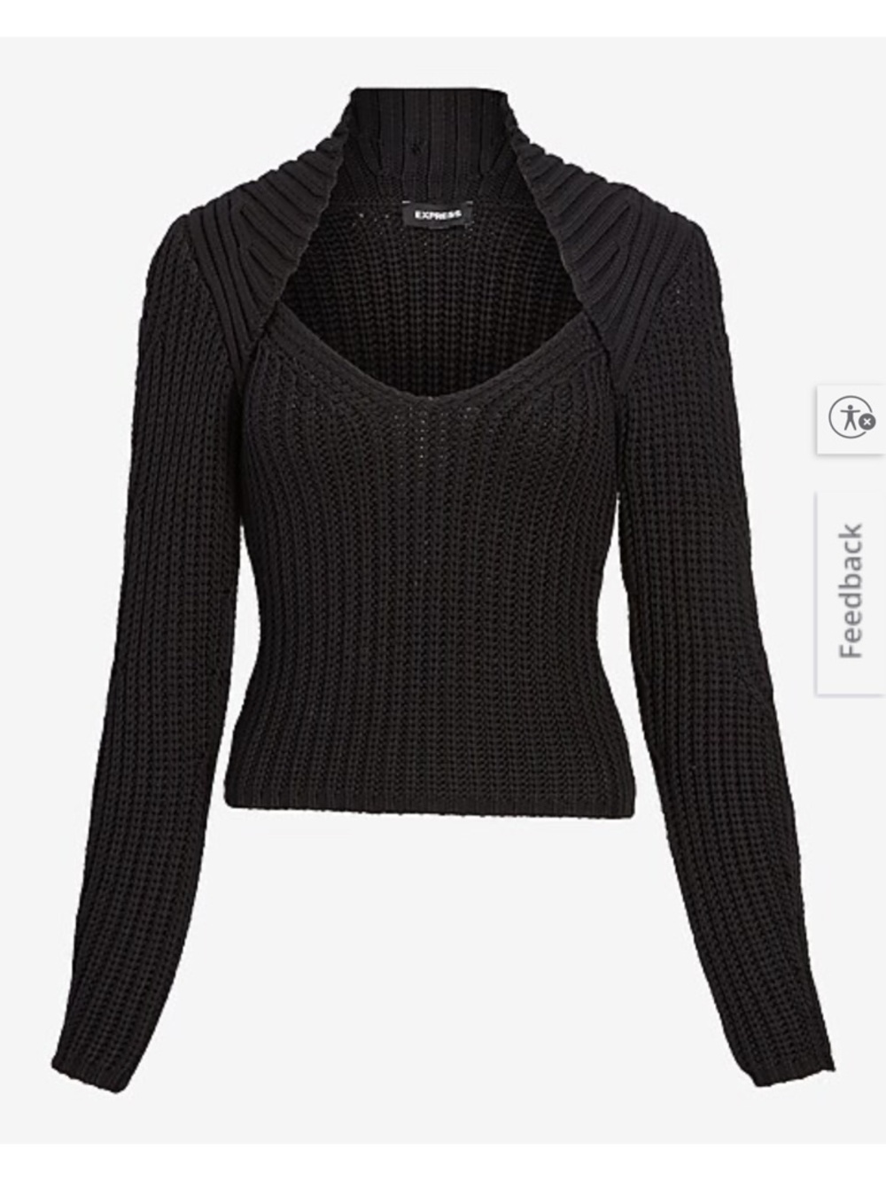 Express Black Ribbed Knit Sweater with Sculpted Cowl Neck